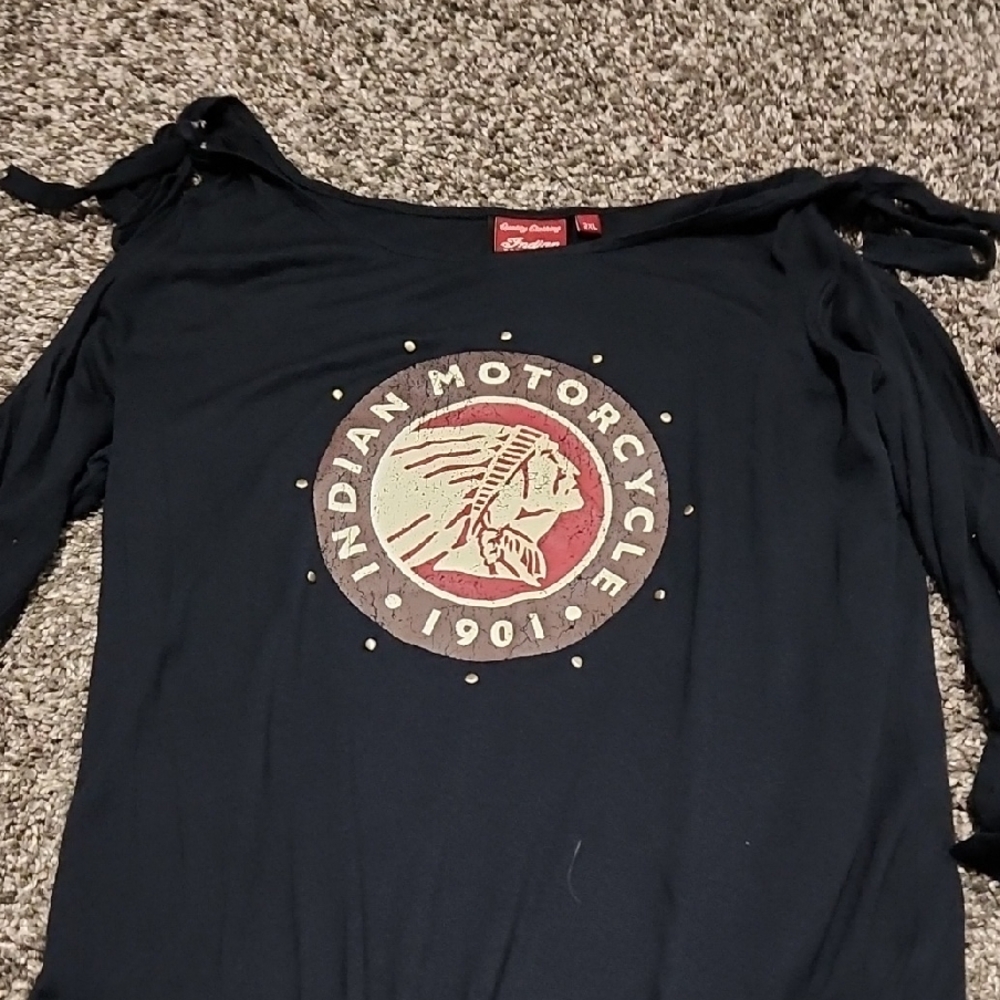 Indian Motorcycle Black Long Sleeve Top